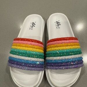 Lola Red and Pink Sandals Vibrant Stripes